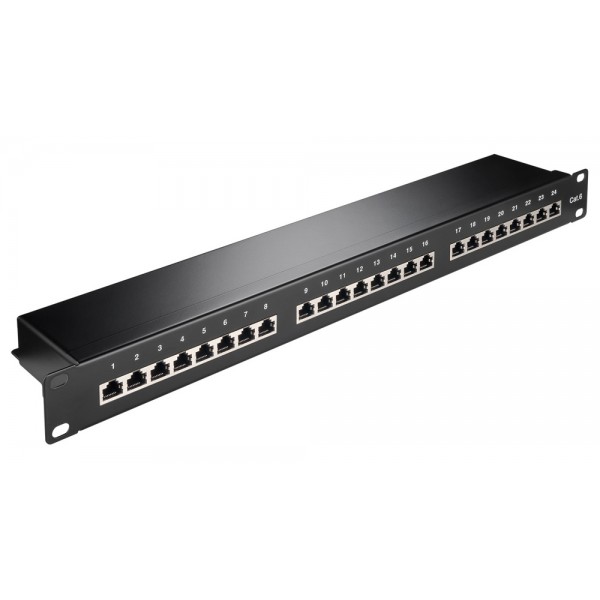 GOOBAY patch panel 93048 19"/1U, 24x ports, CAT 6 STP, μαύρo - Καμπίνες - Rack
