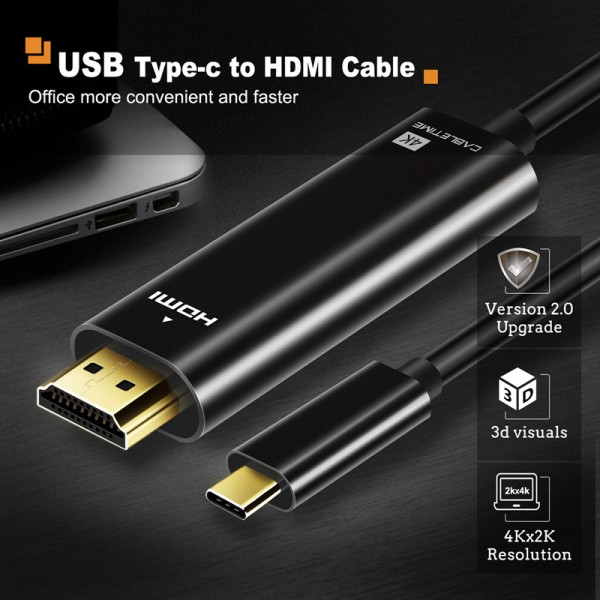 CABLETIME καλώδιο USB-C σε HDMI CT-CMHD, 4K/60Hz, 1.8m, μαύρο - USB-C (Type-C)