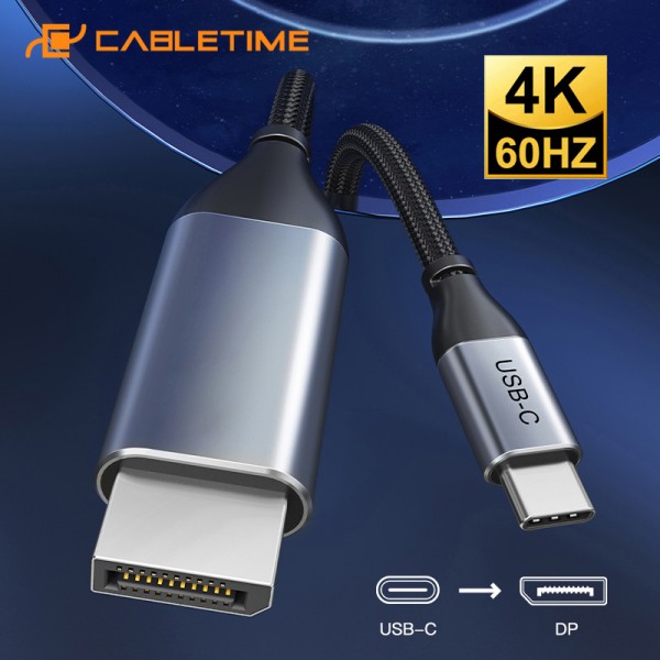 CABLETIME καλώδιο USB-C σε DisplayPort CT-CMDP2, 4K/30Hz, 1.2m, μαύρο - CABLETIME