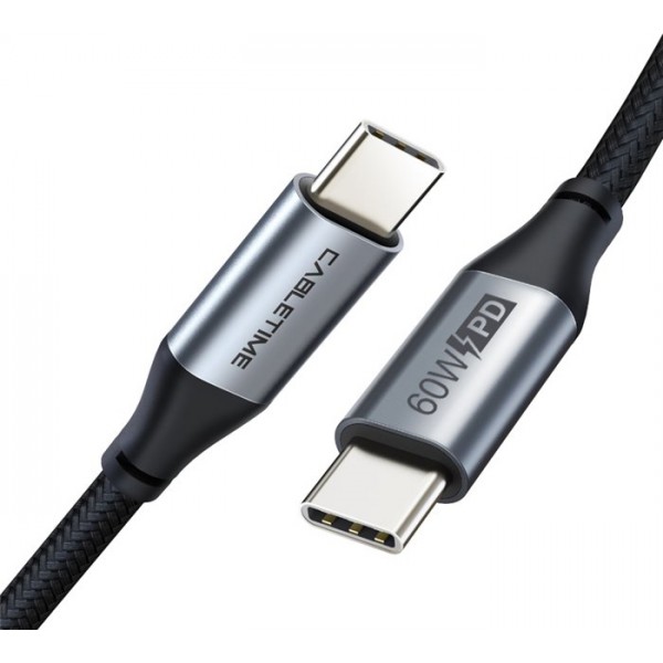 CABLETIME καλώδιο USB-C σε USB-C CT-CMCM, 60W, 480Mbps, 2m, μαύρο - CABLETIME