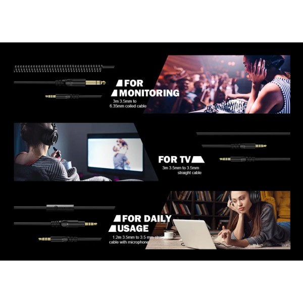 ONEODIO headset Monitor 60, 6.35mm & 3.5mm σύνδεση, Hi-Res, 50mm, μαύρο