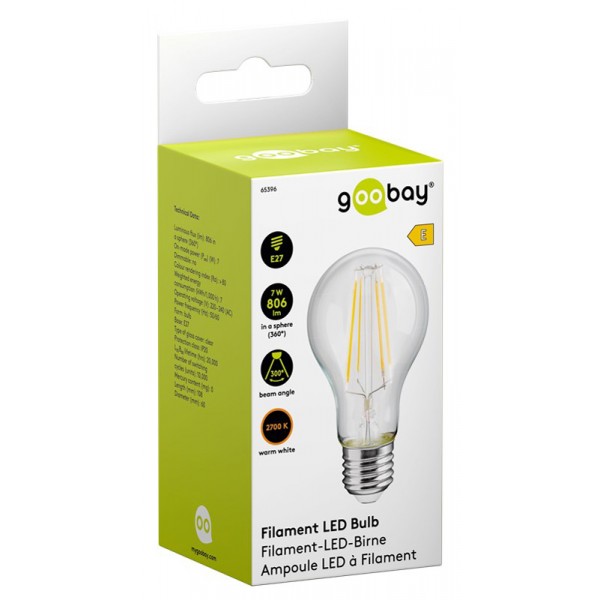 GOOBAY LED λάμπα bulb 65396, E27, Filament, 7W, 2700K, 806lm