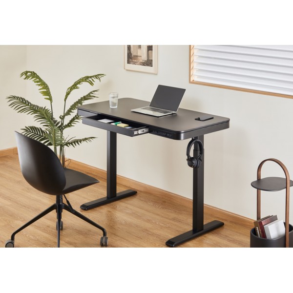 BRATECK ηλεκτρικό γραφείο S08-22DSWW με συρτάρι, 118x60x72~120cm, μαύρο - Εξοπλισμός γραφείου