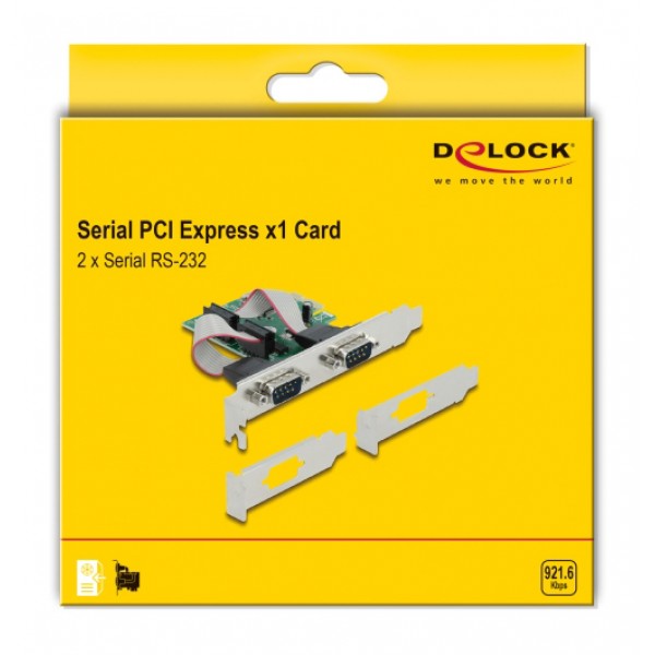 DELOCK κάρτα επέκτασης PCIe σε 2x RS-232 90007