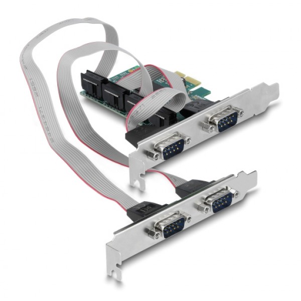 DELOCK κάρτα επέκτασης PCIe σε 4x RS-232 90410, 115.2Kbps - Κάρτες Επέκτασης PCI κ.α