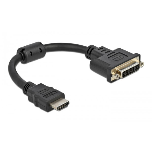 DELOCK αντάπτορας HDMI σε DVI 65206, 4K/30Hz, 20cm, μαύρος - Εικόνα
