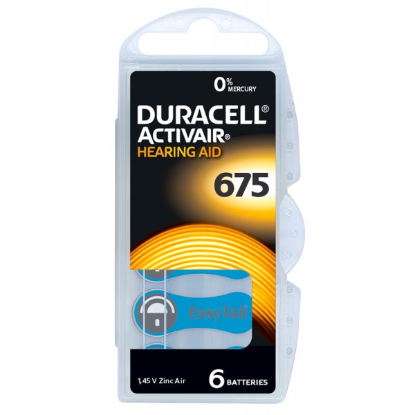 DURACELL μπαταρίες ακουστικών βαρηκοΐας Activair 675, 1.45V, 6τμχ - Duracell