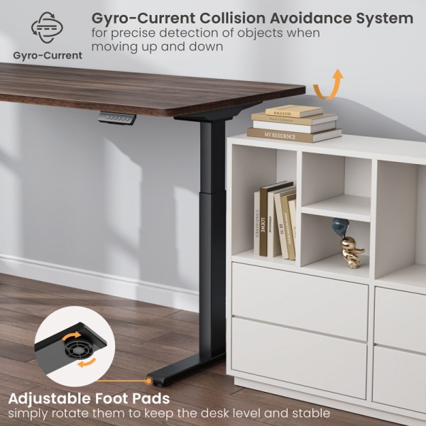 BRATECK σκελετός ηλεκτρικού γραφείου M12-22D, 95~145x60x70~118cm, μαύρο - Εξοπλισμός γραφείου