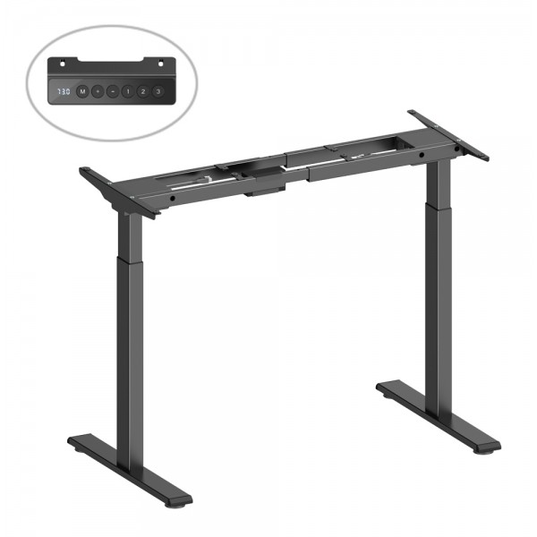BRATECK σκελετός ηλεκτρικού γραφείου M12-22D, 95~145x60x70~118cm, μαύρο - Εξοπλισμός γραφείου