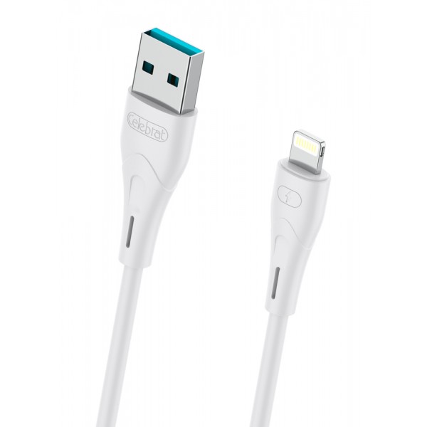 CELEBRAT καλώδιο Lightning σε USB CB-18I, 15W 2.4A, 480Mbps, 1m, λευκό - USB