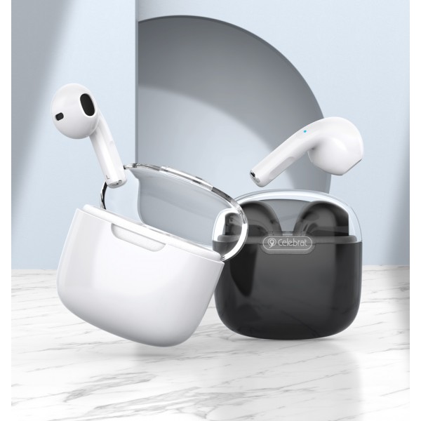 CELEBRAT earphones με θήκη φόρτισης W52, True Wireless, λευκά - Ακουστικά - Bluetooth