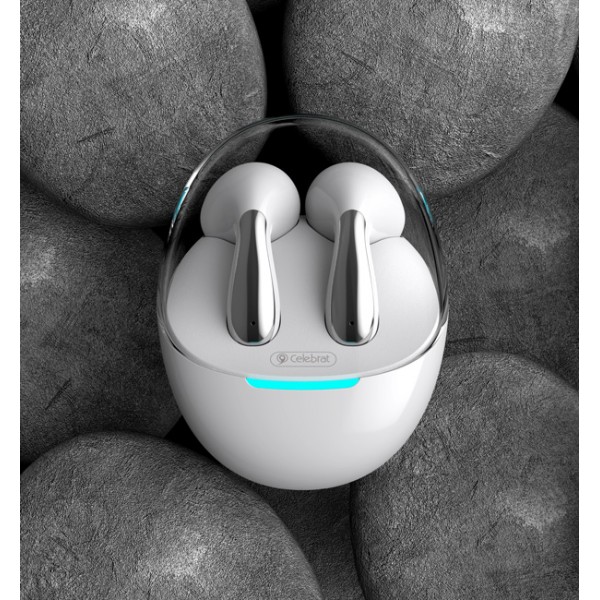 CELEBRAT earphones με θήκη φόρτισης W51, True Wireless, λευκά - Mobile