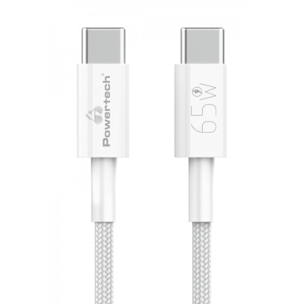 POWERTECH καλώδιο USB-C PTR-0181, 65W, 480Mbps, 1m, λευκό - USB-C (Type-C)