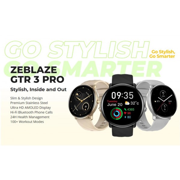 ZEBLAZE smartwatch GTR 3 Pro, heart rate, 1.43" AMOLED, IP68, μαύρο - Smartwatches