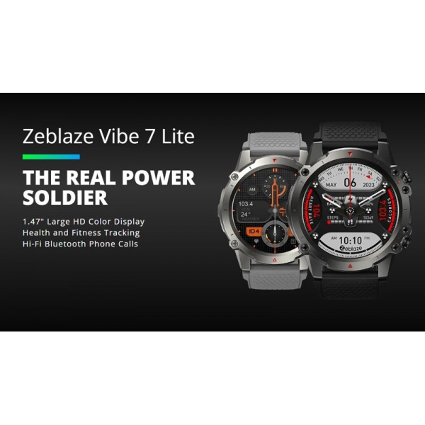 ZEBLAZE smartwatch Vibe 7 Lite, heart rate, 1.47" IPS, 3ATM/IP69K, μαύρο - Smartwatches