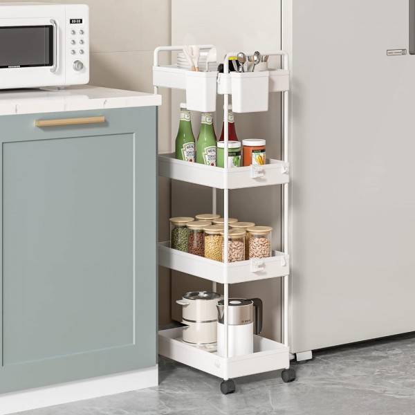 HOME USE τρόλει κουζίνας HUH-0163, 4 θέσεων, 40x21.5x91.5cm, λευκό - Είδη Κουζίνας