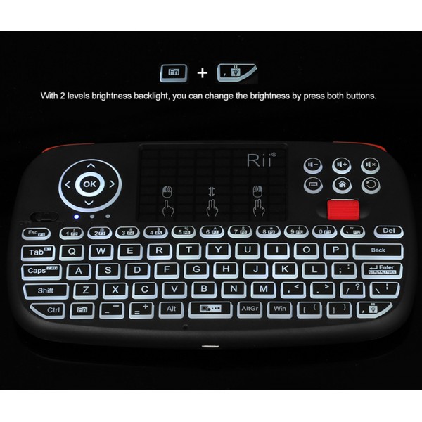 RIITEK ασύρματο mini πληκτρολόγιο i4, backlit, Bluetooth & 2.4GHz, μαύρο