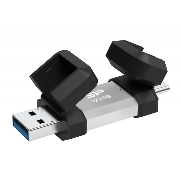 SILICON POWER USB Flash Drive C51, USB/USB-C, 128GB, 120MBps, ασημί - USB Flash Drives