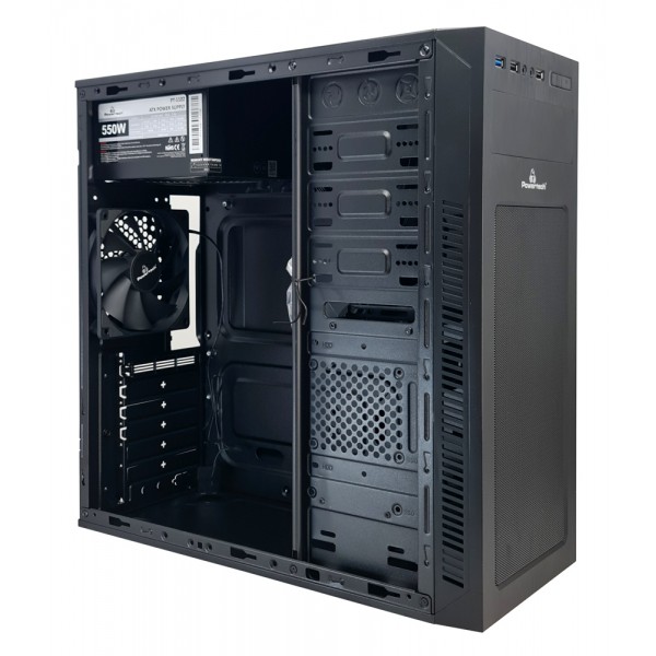 POWERTECH PC Case PT-1168 με 550W PSU, ATX, 418x200x416mm, μαύρο - Κουτιά Υπολογιστών