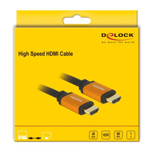 DELOCK καλώδιο HDMI 85727, 8K/60Hz, 48 Gbps, eARC, HDR, 1m, μαύρο
