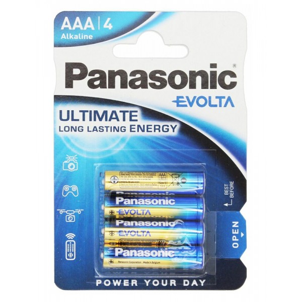 PANASONIC αλκαλικές μπαταρίες Evolta, AAA/LR03, 1.5V, 4τμχ - Panasonic