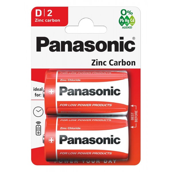 PANASONIC μπαταρίες Zinc Carbon, D/R20, 1.5V, 2τμχ - Panasonic