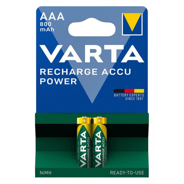 VARTA επαναφορτιζόμενες μπαταρίες λιθίου, AAA, 800mAh, 1.2V, 2τμχ - VARTA