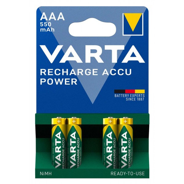 VARTA επαναφορτιζόμενες μπαταρίες λιθίου, AAA, 550mAh, 1.2V, 4τμχ - VARTA