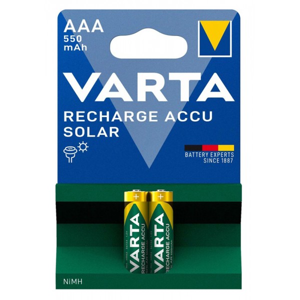 VARTA επαναφορτιζόμενες μπαταρίες λιθίου Solar, AAA, 550mAh, 1.2V, 2τμχ - VARTA