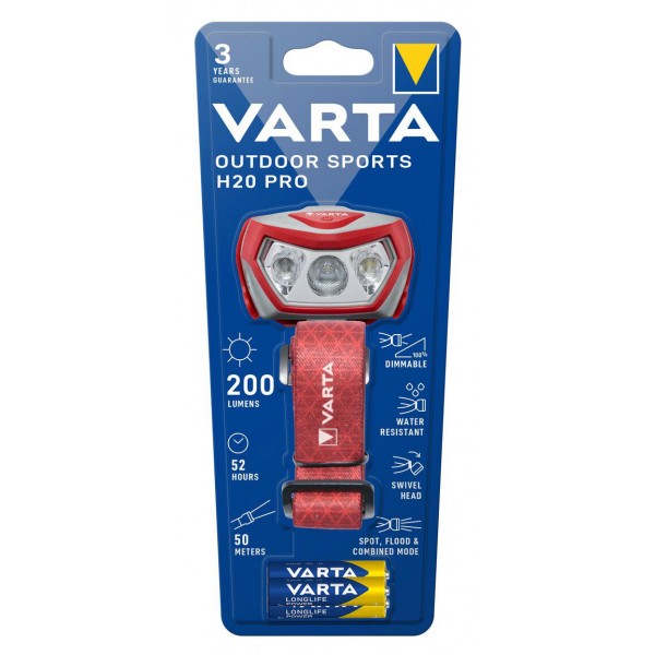 VARTA LED φακός κεφαλής Outdoor Sports H20 Pro, 200lm, IPX4, κόκκινος