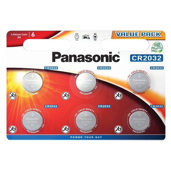 PANASONIC μπαταρία λιθίου, CR2032, 3V, 6τμχ - Panasonic