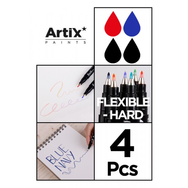ARTIX PAINTS μαρκαδόρος σχεδίου PP928-01, μπλε/μαύρο/κόκκινο, 4τμχ - ARTIX PAINTS