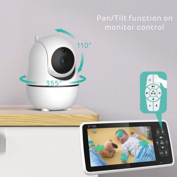 POWERTECH ενδοεπικοινωνία μωρού PT-1188 με κάμερα & οθόνη, 720p, PTZ - Smart Κάμερες