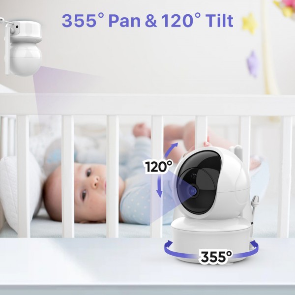 POWERTECH ενδοεπικοινωνία μωρού PT-1187 με κάμερα & οθόνη, 480p, PTZ