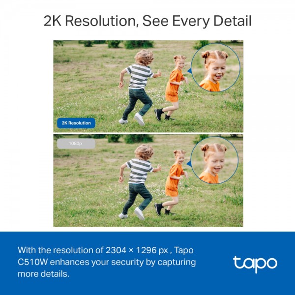 TP-LINK smart κάμερα Tapo C510W, 2K, PTZ, Wi-Fi, IP65, Ver. 1.0