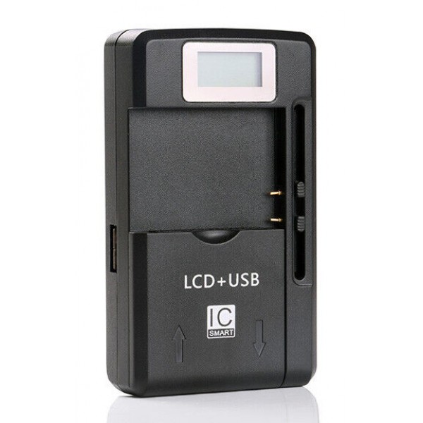 POWERTECH φορτιστής μπαταρίας κινητών QC64 με οθόνη, USB, μαύρος - Mobile