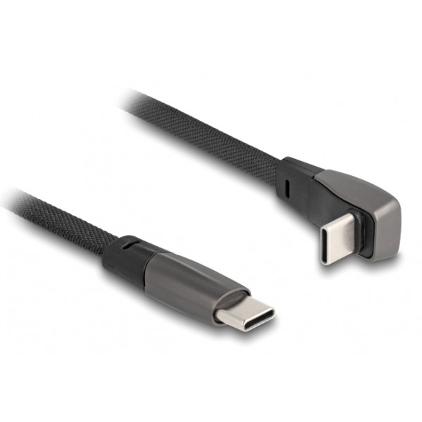 DELOCK καλώδιο USB-C 80751, 60W, flat, γωνιακό, 480 Mbps, 1m, μαύρο - USB-C (Type-C)