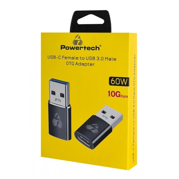 POWERTECH αντάπτορας USB 3.0 σε USB-C PTR-0147, 10 Gbps, 60W, γκρι - USB-C (Type-C)