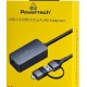 POWERTECH αντάπτορας δικτύου PTR-0149, USB & USB-C, 1000 Mbps, γκρι