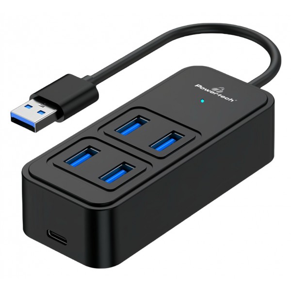 POWERTECH USB hub PTR-0153, 4x θυρών, 5 Gbps, USB σύνδεση, μαύρο - Συνοδευτικά PC