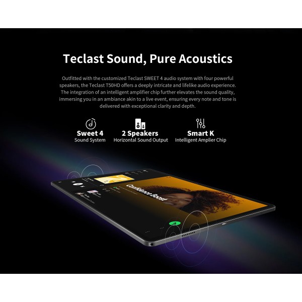 TECLAST tablet T50HD, 11" HD, 6/256GB, Android 14, 4G, 8000mAh, γκρι