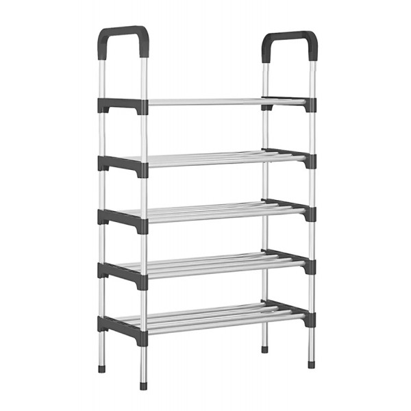 HOME USE παπουτσοθήκη HUH-0181, 5 ράφια, 60x30x95cm, μαύρη-ασημί - Οργάνωση Χώρου