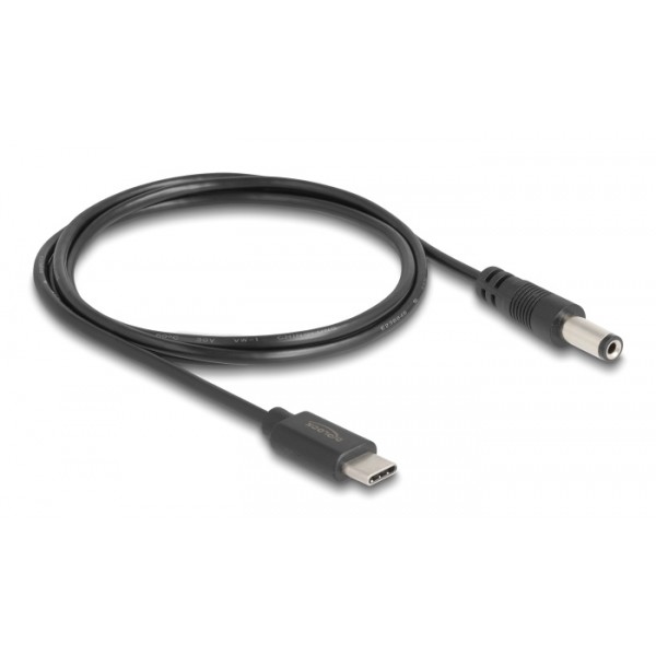 DELOCK καλώδιο USB-C σε DC 5.5 x 2.1mm 85397, 1m, μαύρο - Τροφοδοσία