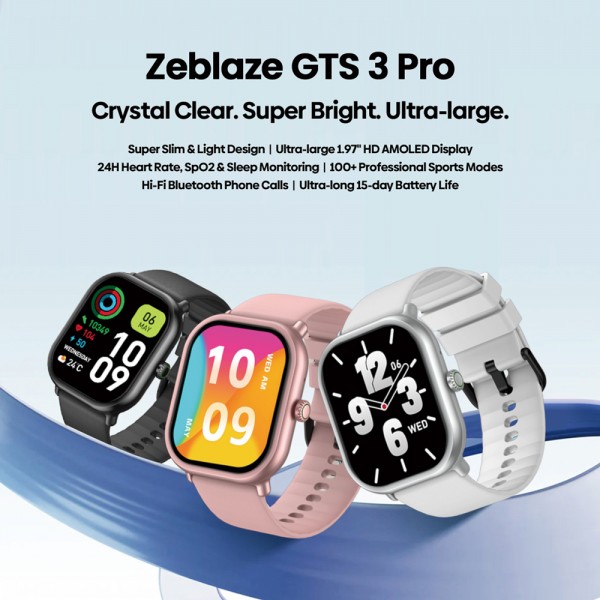ZEBLAZE smartwatch GTS 3 Pro, heart rate, 1.97" AMOLED, μαύρο - Smartwatches