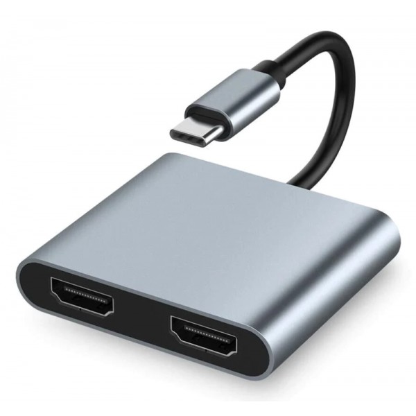 POWERTECH docking station PTH-113, 4 θυρών, USB-C, 4K, 100W, γκρι - Docking Station