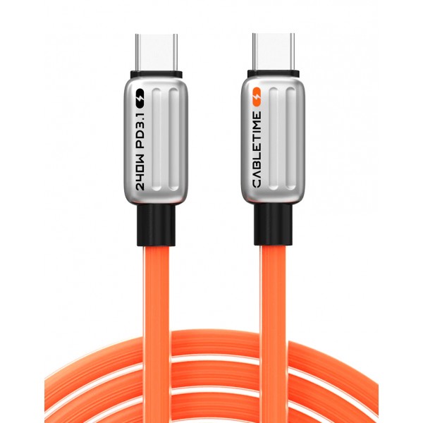 CABLETIME καλώδιο USB-C CT-CM240-ZSO2, 240W, 480Mbps, 2m, πορτοκαλί - CABLETIME