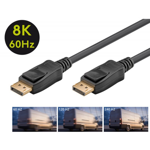 GOOBAY καλώδιο DisplayPort 65809 Certified, 8K/60Hz 32.4 Gbps, 2m, μαύρο - Εικόνα