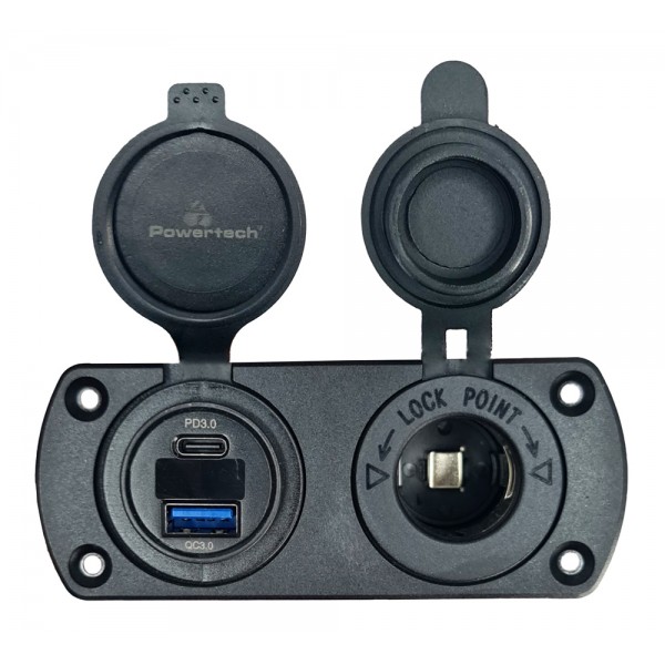 POWERTECH πρίζα 12V για σκάφη & οχήματα PTL-002, USB/USB-C, οθόνη, IP65 - Ηλεκτρολογικός εξοπλισμός