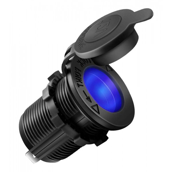 POWERTECH πρίζα αναπτήρα για σκάφη & οχήματα PTL-010, μπλε LED, 12V - Ηλεκτρολογικός εξοπλισμός