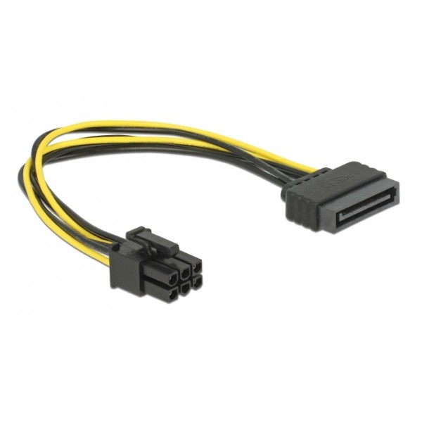 DELOCK καλώδιο τροφοδοσίας SATA 15-pin σε 6-pin PCI Express 82924, 20cm - Εσωτερικά PC